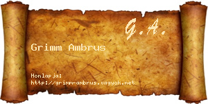 Grimm Ambrus névjegykártya